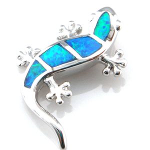 Bijoux en opale bleue animale avec pierre cz; pendentif en opale mexicaine OP188E