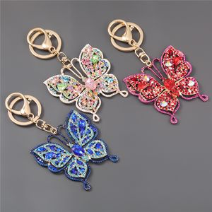 Dierlijke vlinder sleutelhangers auto sleutel ringen houder vrouwen mode kristal strass tas hanger charms iced out sieraden cadeau sleutelhangers kettingen handtas accessoires