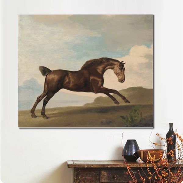 Animal Canvas Art Wildlife Painting George Stubbs A Bay Hunter Paisaje clásico hecho a mano de alta calidad