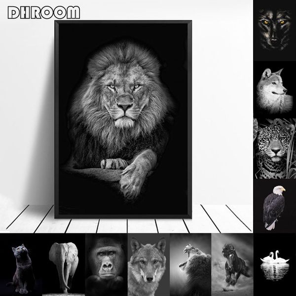 Animal toile peinture mur Art Lion éléphant cheval affiches et impressions photos murales pour salon décoration décor à la maison