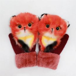 Animal chat chien Panda Husky licorne parent-enfant mitaines hiver épais chaud princesse doigt complet gants pour enfants filles 231225
