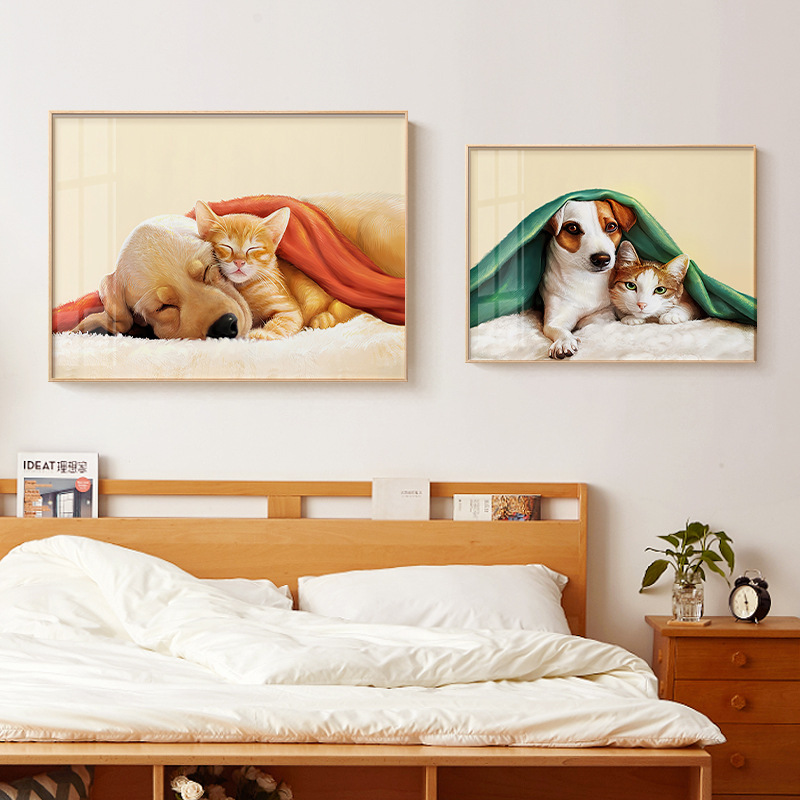 Animal, chat, chien, animal de compagnie, décoration de salon moderne nordique, restaurant, peinture murale d'hôtel, chambre à coucher, porche, bureau, peinture suspendue