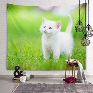 Animal chat tapissery tapisseries wall kawaii décoration art tapissery mignon chambre couche salon chambre dortorory chambre décoration home r0411 1
