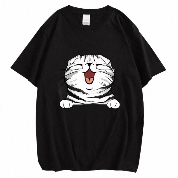 Animal Chats Chaton Poitrine Graphique Imprimer T-shirt Noël Hommes Femmes Hip Hop Streetwear Manches Courtes Plus Taille T-shirt Unisexe c75V #