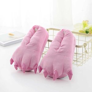 Animal Claw Boys Shoes Unicorn Slippers Kigurumi Pyjama's Onesies Winter Kids Meisjes Schoenen Warm Pluche Schoenen Paw House Slippers Y0804