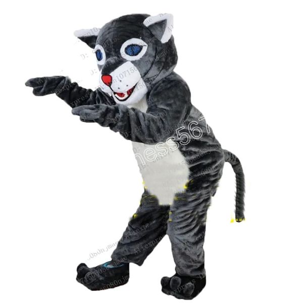 Animal Costumegin Grey Wildcat Wild Cat mascota ropa caminar dibujos animados ropa Halloween Navidad fiesta de cumpleaños