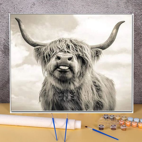 Animal Cow DIY Paint est en gros de la peinture de kit numérique 40 * 50 par Digital Loft Wall Painting Technology 240507