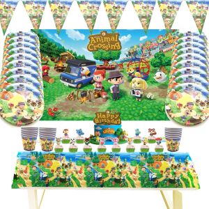 Animal Crossing New Horizons Game Party Supplies Baby Shower Feliz cumpleaños Decoraciones de fiesta de cumpleaños desechables Noel