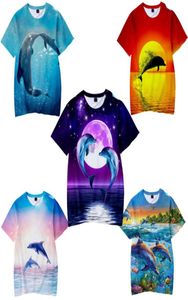 Animal dolphin 3d imprimement t-shirt femmes hommes garçons filles enfants d'été mode manche courte tshirt tshirt graphique streetwear1673037