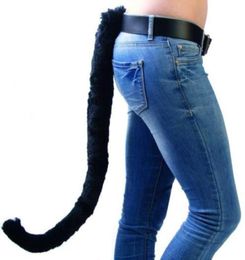 Disfraz de animal, accesorio de cosplay, gato de felpa, colas largas peludas con campanas de lazo, Halloween, Navidad, gallina, COS, accesorios de mucama, negro, blanco, 50cm2160833