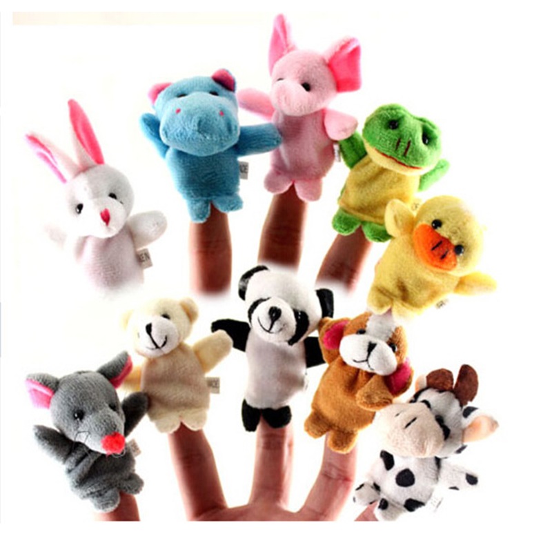 Marionnette à doigt Animal bébé enfants jouets en peluche dessin animé enfant bébé faveur marionnettes pour histoires au coucher enfants cadeau de noël 1047 V2