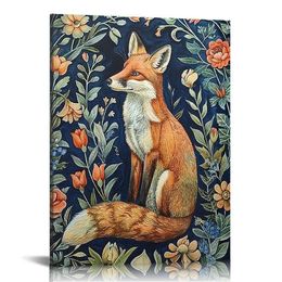 Animal fox affiche fox toile mur art rétro peinture imprimés pour décoration d'image de la maison