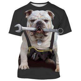 Animal Bulldog francés Impresión 3D Camisetas Hombres Mujeres Moda de verano Casual Oneck Manga corta Harajuku Streetwear Tops de gran tamaño 220607