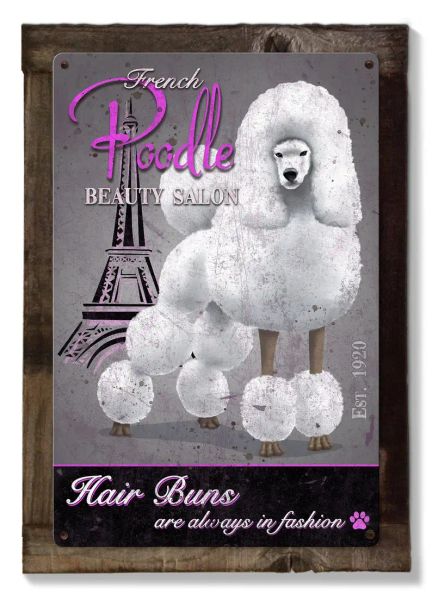 Animal French Poodle Dog vintage Metal Affiche Home Decor Retro Tin Sign For Pub Bar Club Decor Plate Poodle Wall Plaque 8x12inch