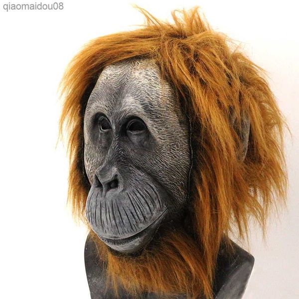 Máscara de gorila animal Chimpancé Látex Máscaras de animales Fiesta de Halloween Cosplay Disfraz Máscara de cabeza de terror para adultos L230704