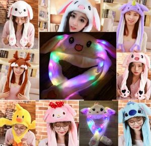 Animal Hat Christmas Ball Party Pinch Ears Move Rabbit Bunny Net Red Red Funny Ears déplacera l'airbag LED Light Animal Cap 240401