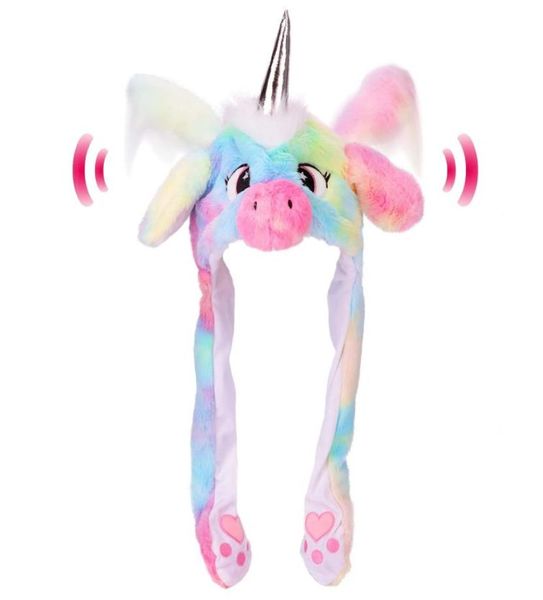 Chapeau animal avec des oreilles mobiles en peluche sautant pop up up hats habiller cosplay for kids girls garçons 6833308