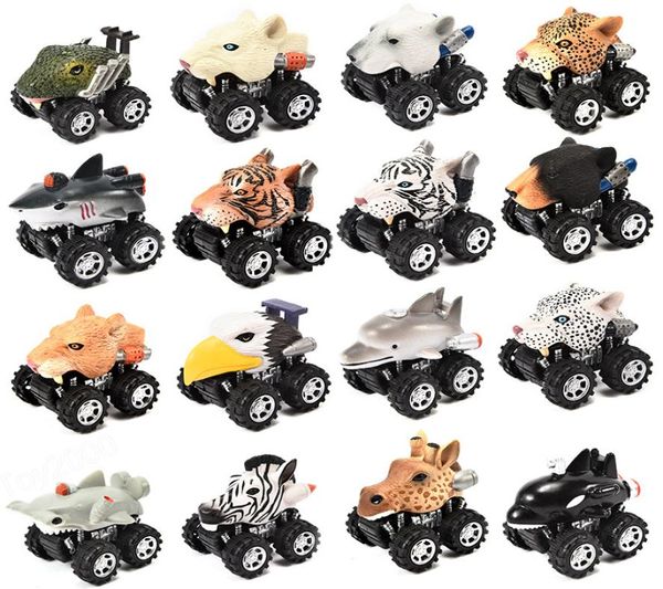 Modelo de coche con forma de cabeza de Animal, Mini vehículo de dibujos animados extraíble, vehículos con forma de animal, coche de cuerda de plástico Toy9839118