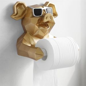 Tête d'animal Statue Figurine Suspendu Porte-Mouchoirs Toilettes Toilettes Mur Décor À La Maison Rouleau De Papier Boîte De Mouchoirs Support Mural WX4 T200425