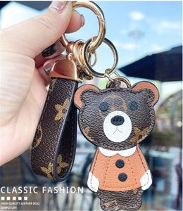 Animal Key Chains Rings Accessoires Bloem Lion Tiger Monkey Bear PU Leer Auto Keychains Buckle Fashion Jewelry Gift Bag Charms Hanglijst Keyringhouder