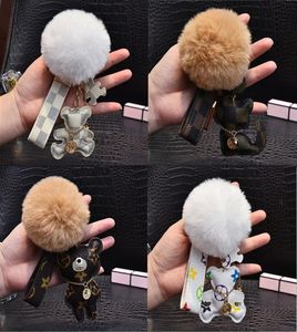 Cortes à clés d'animaux Cat Cat en peluche ours Pompom Pendant Key Chain Ring Fashion Pu Leather Car Keychain Buckles Sac charme Gift Jewelry8542995