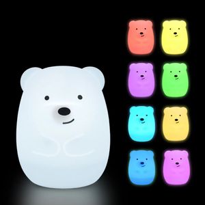 Dierenlamp Siliconen Beer Hond Vos RGB LED-nachtlampje Aanraaksensor Batterij aangedreven Slaapkamer Bedlampje voor kinderen Babycadeau 240227