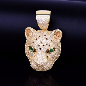 Bijoux Hip Hop étoile en or, pendentif tête de léopard, colliers d'animaux, Rock Street avec chaîne de Tennis Ice Out