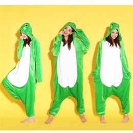 Animal Love Frog unisexe adulte flanelle Onesies pyjamas Kigurumi combinaison à capuche vêtements de nuit Cosplay pour adultes bienvenue entier Ord249n