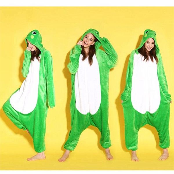 Animal Love Frog Unisex Adultos Franela Onesies Pijamas Kigurumi Mono Sudaderas con capucha Ropa de dormir Cosplay para adultos Bienvenido Ord283j