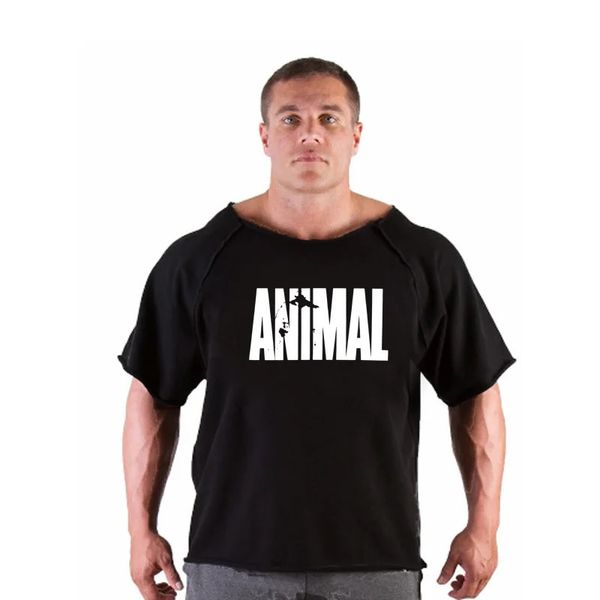 Animal Hommes à manches courtes T-shirt Coton Summer Casual Fashion Gym Fitness Fitness Body Body