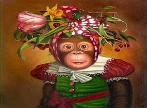 Animal singe encadré sans cadre décor à la maison peint à la main HD impression peinture à l'huile sur toile mur Art toile photos ED47246741