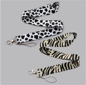 Dierlijke patroon Zebra Cow Print Lanyard Keychain ID Card Pass Gym mobiele telefoon USB Badge Holder Nekriem Telefoonaccessoires