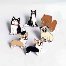Animal Pin Cartoon Badges Pet Dog Broches Bulldog Schnauzer Husky Enamel Sieraden Denim Jassen Kraag Geschenken