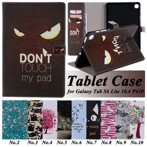 Schokbestendige tabletkoffer voor Samsung Galaxy Tab T220/T500/T290/T510/T590/P200/P610 Dierplant Patroon PU Leer Kandstand met kaarten Slots