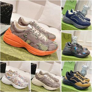 Dierlijke print Rhyton Sneaker Designer Classics Men Women Women Casual Dad Schoenen lopen sneaker lederen rubber hoogwaardige sneaker maat 35-45