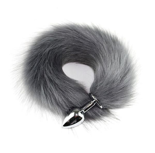 Animal RolePlay Cosplay Fox Tail Juguetes sexuales para mujer Productos Tienda Cabello falso Precioso Fox Tail Butt Metal Plug Juguete sexual anal largo D1813596241