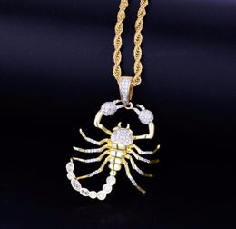 Animal Scorpion Hip Hop hanger ketting ketting goud kleur bling kubieke zirkon men039s dames sieraden voor cadeau223L5101414