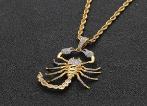 Animal Scorpion hanger voor mannen met touwketen goud zilveren kleur bling kubieke zirkon ketting sieraden voor cadeau8395374