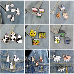 Ensemble d'animaux épingles licorne hippopotame cochon panda chat chien lapin broches badges amis amusants cadeaux épingles pour sacs à dos en gros