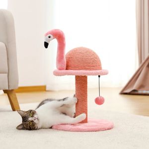 Diervormige kat krabben Post Flamingos schattige boomtoren met zus touw voor binnenkatten huismeubels klimframe 240320