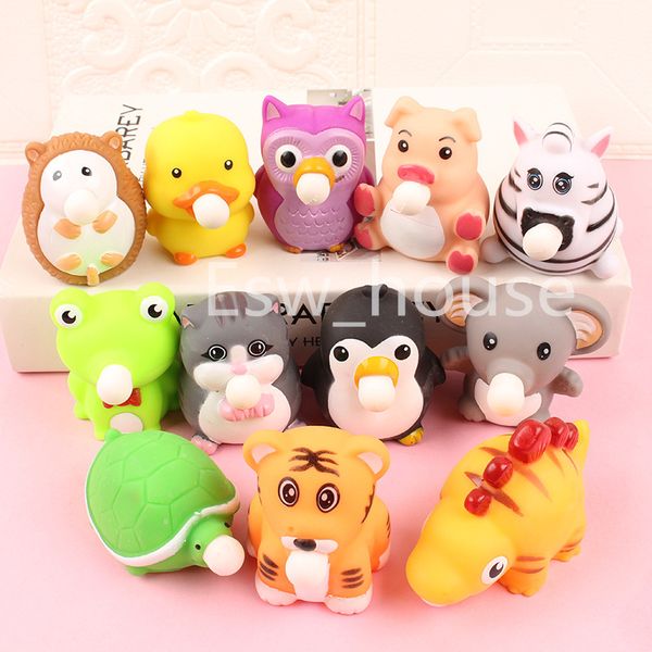 Animal Cracher Bulles Squeeze Jouets Anniversaire Noël Pâques Party Favors TPR Drôle Grenouille Tigre Cracher Bulle Décompression Jouet