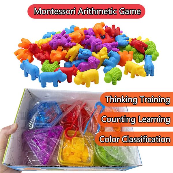 Animal Sucker Montessori compter les jouets mathématiques façonner les jeux de tri de couleur