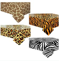 Dieren Thema Zoo Print Tafelkleed Jungle Safari Tafelkleed Feestdecoratie PE Waterbestendige Benodigdheden Ideaal voor Verjaardagsfeestjes Babyborrels 54"x108"