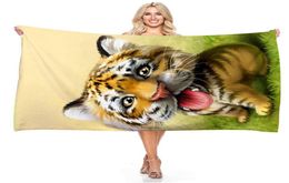 Animal Tiger Bear Panda Beach Towel 3D Digitale printen Rechthoekige badhanddoeken Microvezelhanddoek6741625