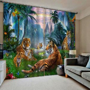 Rideaux de tigre animal paysage naturel, rideaux occultants 3D personnalisés, pour salon, chambre à coucher, hôtel, fenêtre