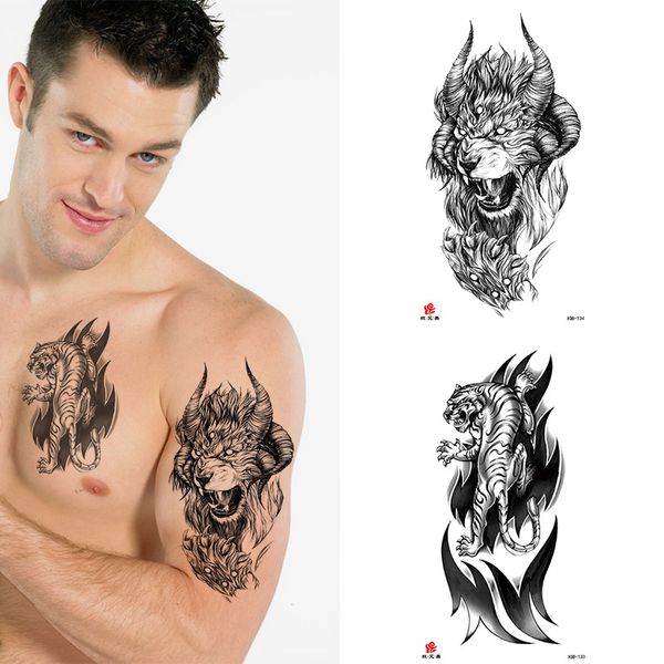 Animal Tiger dragonTemporary Tattoos Fox Wolf Eagle Fake Tatto Sticker Owl Flower Tatoo Body Brazaletes Hombres tatuajes temporales