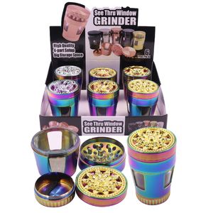 Animal Top Tabak Grinders Diameter 50mm X 65mm 4 Lagen Spice Crusher Peper tabak Grinder Zinklegering metalen Regenboog