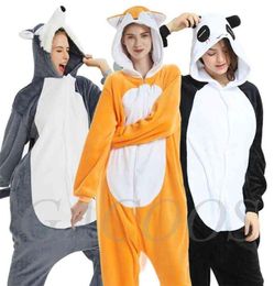 Animal Eenhoorn Pyjama Volwassenen Winter Nachtkleding Kigurumi Wolf Panda Unicornio Pyjama Vrouwen Onesie Anime Kostuums Jumpsuit 2109155560791