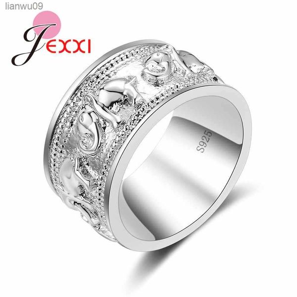 Dier Groothandel Retro Leuke Kleine Olifant Vorm Grote Ringen 925 Sterling Zilveren Vinger Ring Voor Vrouwen Mode-sieraden L230704
