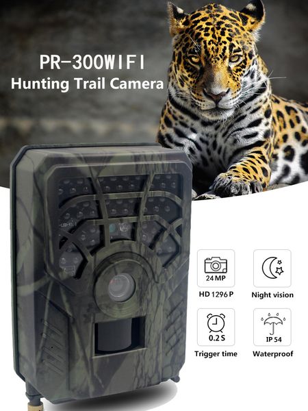 Cámara de caza con Wifi para animales, cámara de rastreo de Vida Silvestre de 24MP, PIR, visión nocturna infrarroja, aplicación inalámbrica, vigilancia, exploración, trampas fotográficas